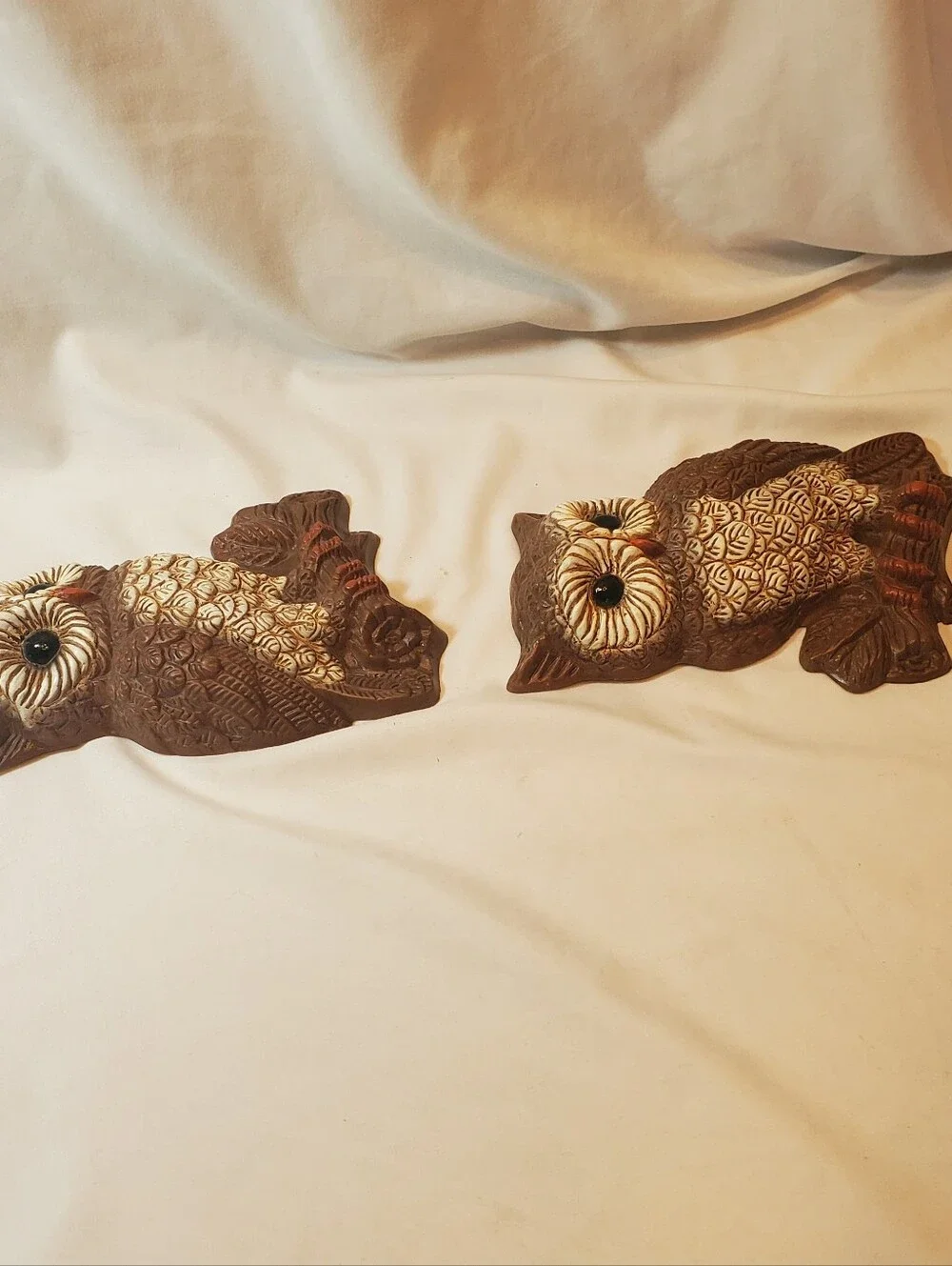 Homco Vtg 1970's Brown Foam Owl Wall Hangings Rustic Wall Decor. Set Of 2